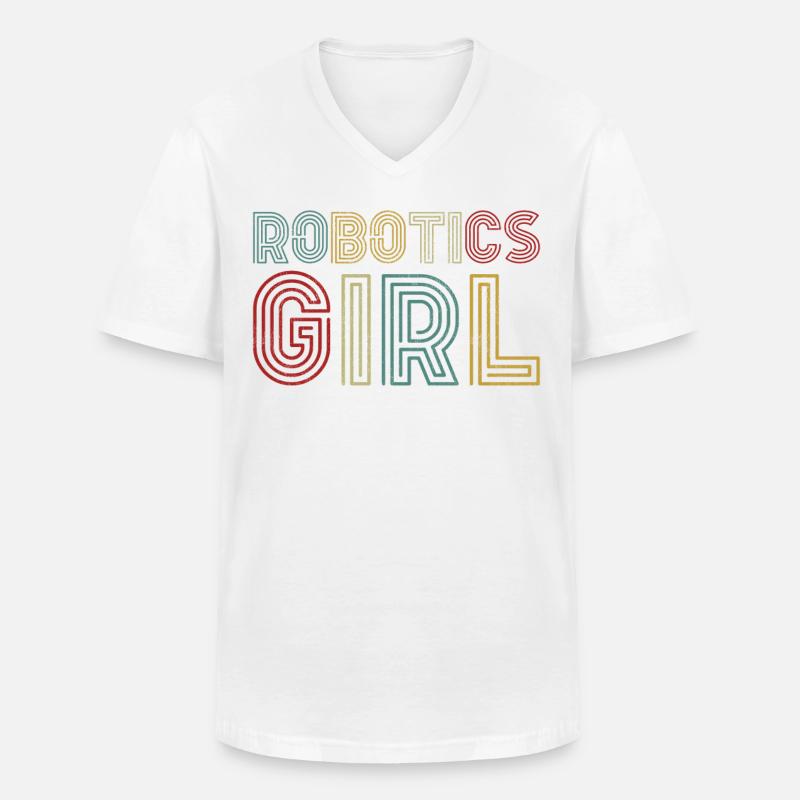 Robot Robotics Engineer Girl - Männer-T-Shirt mit V-Ausschnitt - Weiß