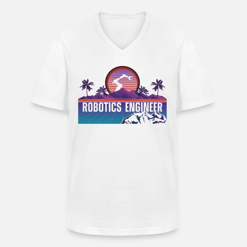 Robot Robotics Engineer Retro - Men's V-Neck T-Shirt - white