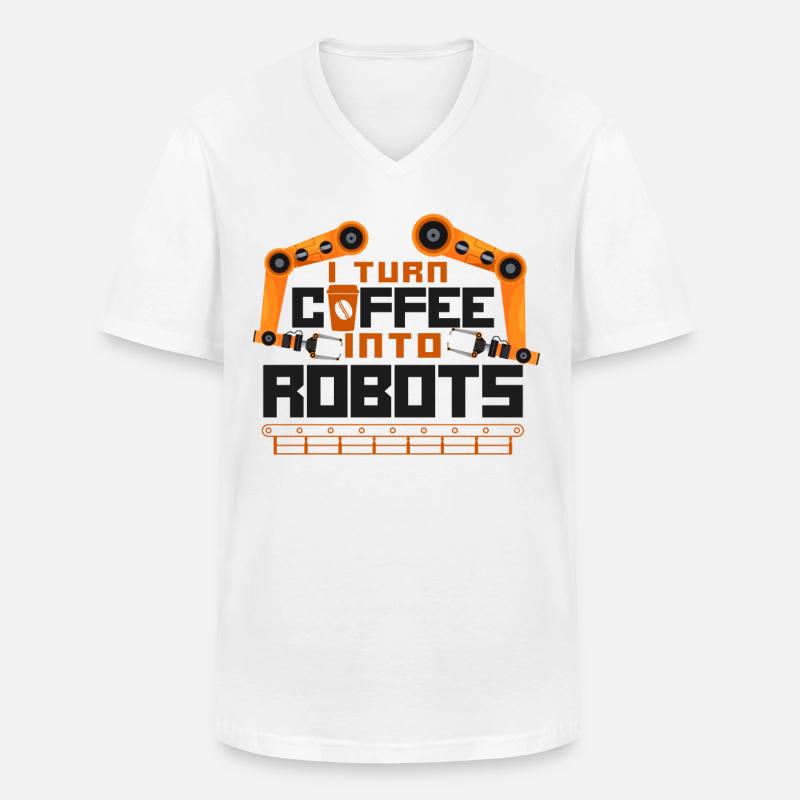 Robot Robotics Engineer Coffee - Männer-T-Shirt mit V-Ausschnitt - Weiß