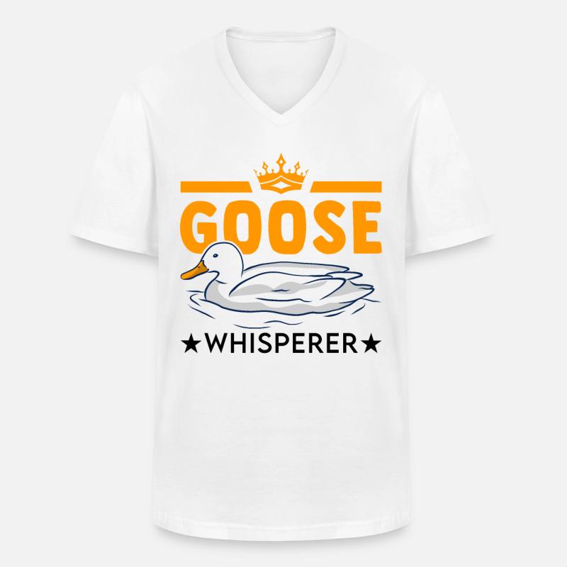 Gänse Flüsterer Geschenk Gänsezüchter Gans - Männer-T-Shirt mit V-Ausschnitt - Weiß