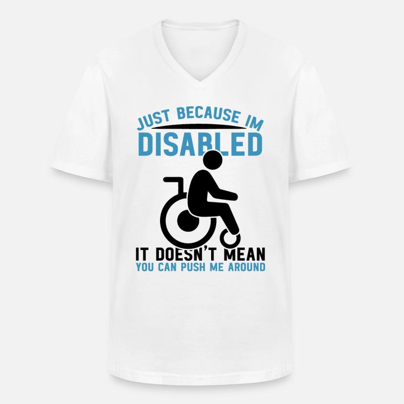 Rollstuhl - Männer-T-Shirt mit V-Ausschnitt - Weiß