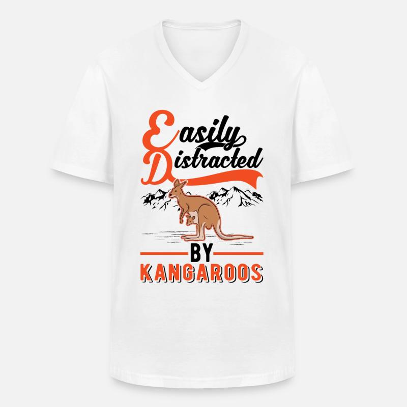 Easily distracted by Kangaroos Känguru - Männer-T-Shirt mit V-Ausschnitt - Weiß