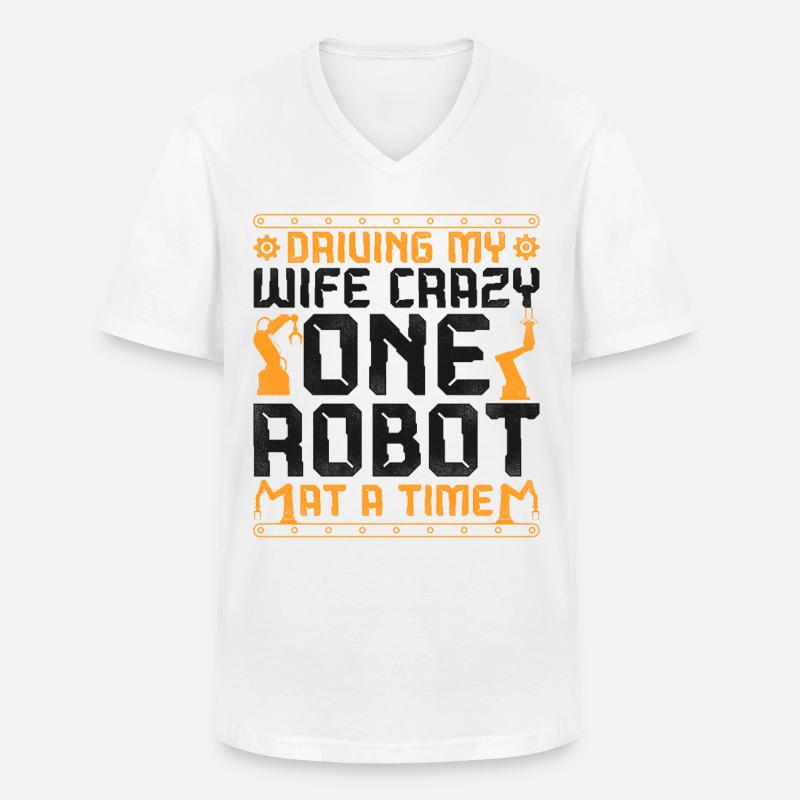 Robot Robotics Engineer Wife - Männer-T-Shirt mit V-Ausschnitt - Weiß