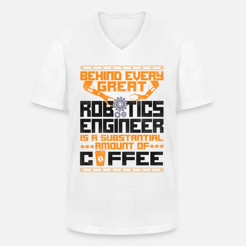 Robot Robotics Engineer Coffee - Men's V-Neck T-Shirt - white