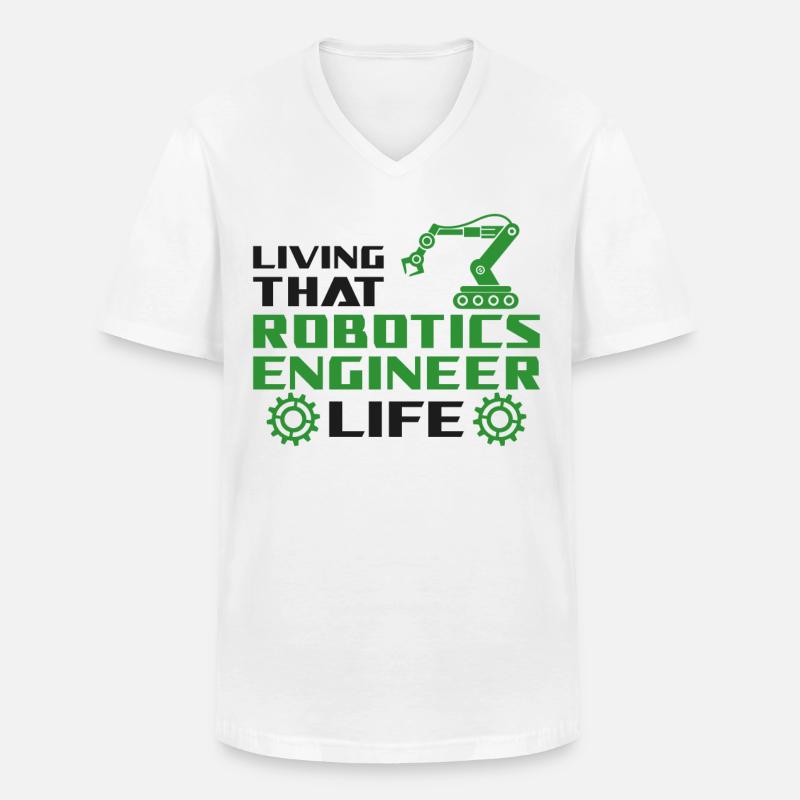 Robot Robotics Engineer Living - Männer-T-Shirt mit V-Ausschnitt - Weiß