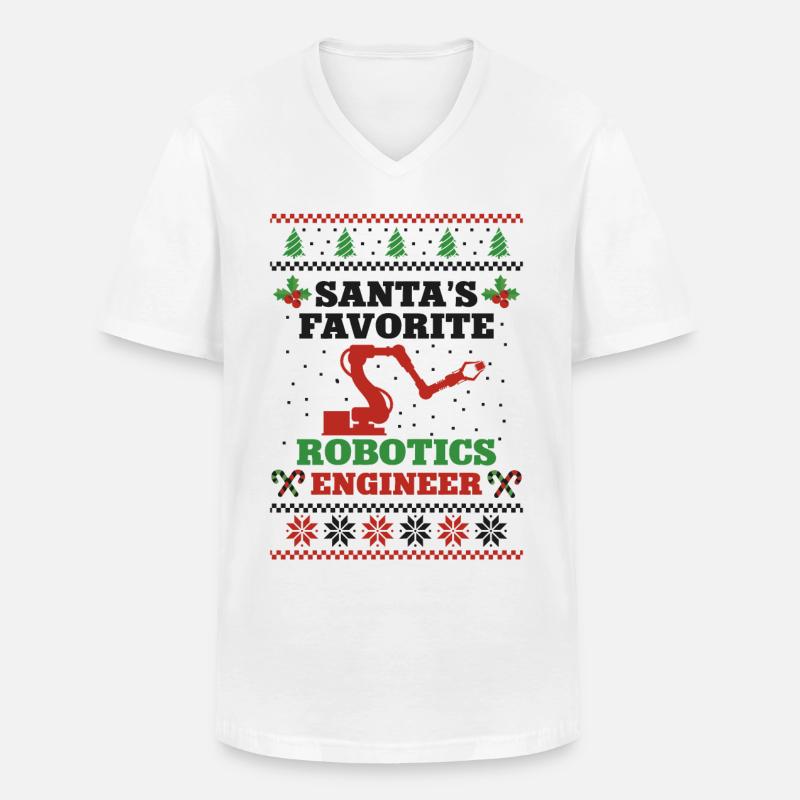 Robot Robotics Engineer Christmas - Männer-T-Shirt mit V-Ausschnitt - Weiß
