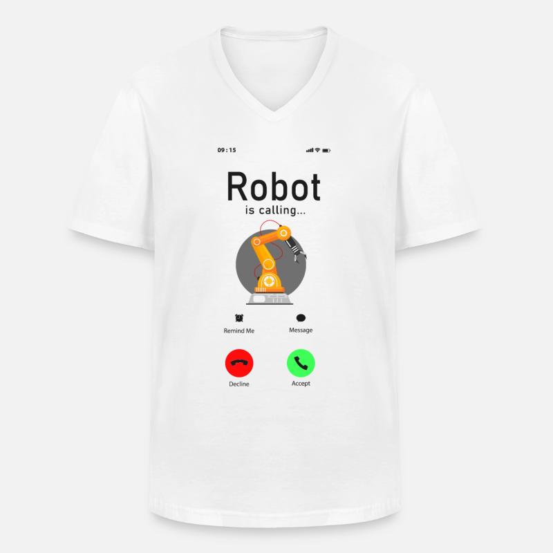Robot Robotics Engineer Phone - Männer-T-Shirt mit V-Ausschnitt - Weiß