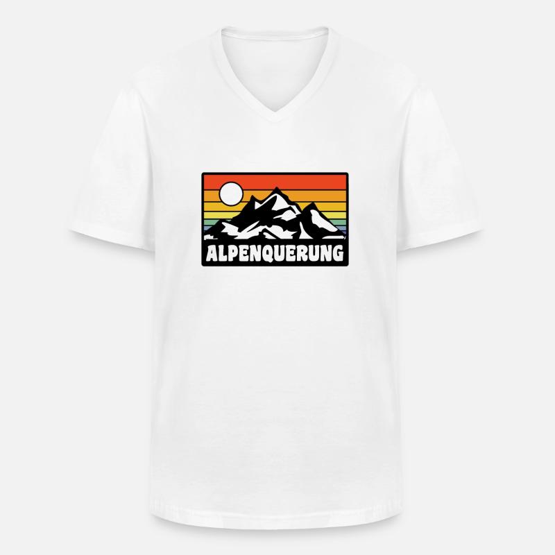 Alpenquerung - Männer-T-Shirt mit V-Ausschnitt - Weiß