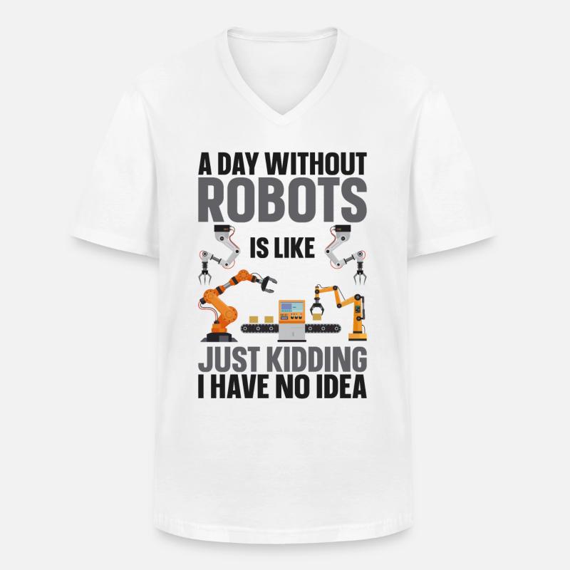 Robot Robotics Engineer A Day - Männer-T-Shirt mit V-Ausschnitt - Weiß