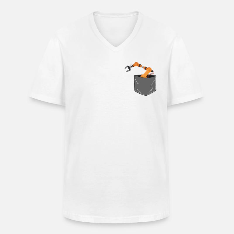 Robot Robotics Engineer Pocket - Männer-T-Shirt mit V-Ausschnitt - Weiß