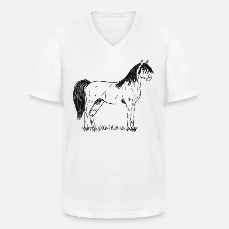 Pferd - Männer-T-Shirt mit V-Ausschnitt - Weiß