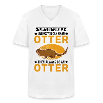 Otter Geschenk Fischotter Seeotter - Männer-T-Shirt mit V-Ausschnitt - Weiß - Vorne - AI Model Male 185 light (185cm)