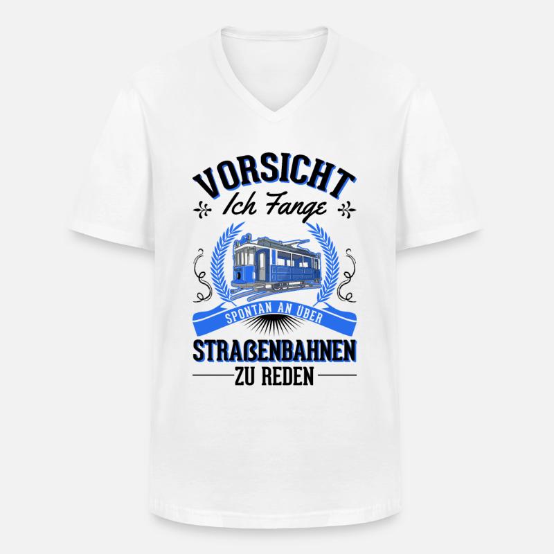 Straßenbahn Geschenk Straßenbahnfahrer Tram S-Bahn - Männer-T-Shirt mit V-Ausschnitt - Weiß