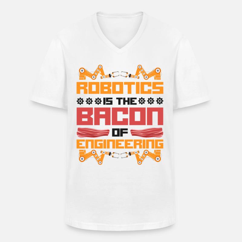Robot Robotics Engineer Bacon - Männer-T-Shirt mit V-Ausschnitt - Weiß