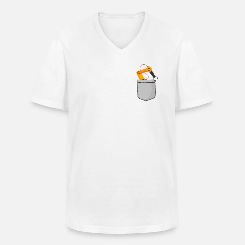 Robot Robotics Engineer Pocket - Männer-T-Shirt mit V-Ausschnitt - Weiß