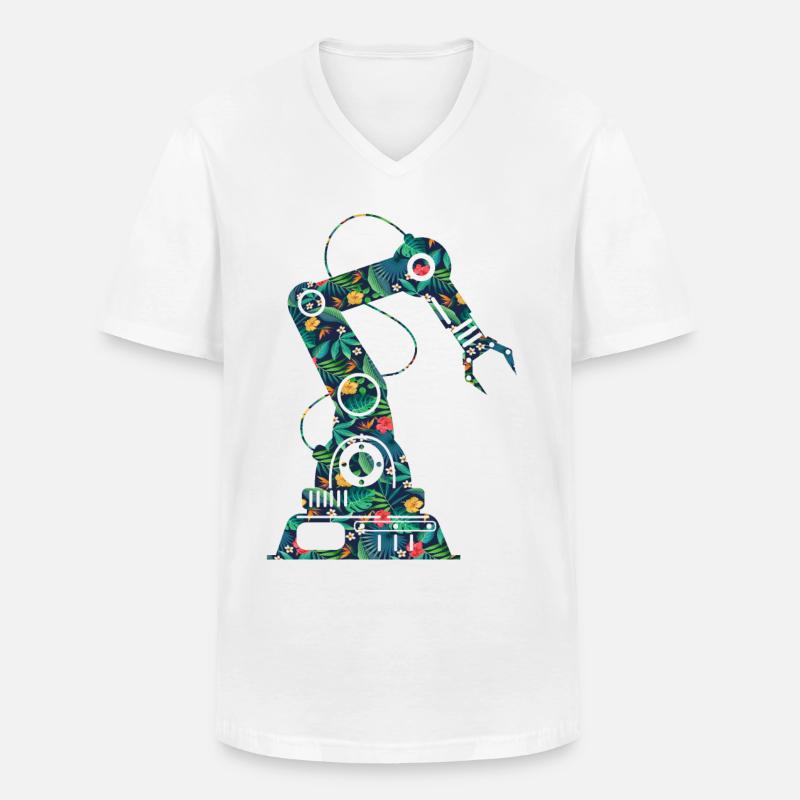 Robot Robotics Engineer Flower - Männer-T-Shirt mit V-Ausschnitt - Weiß