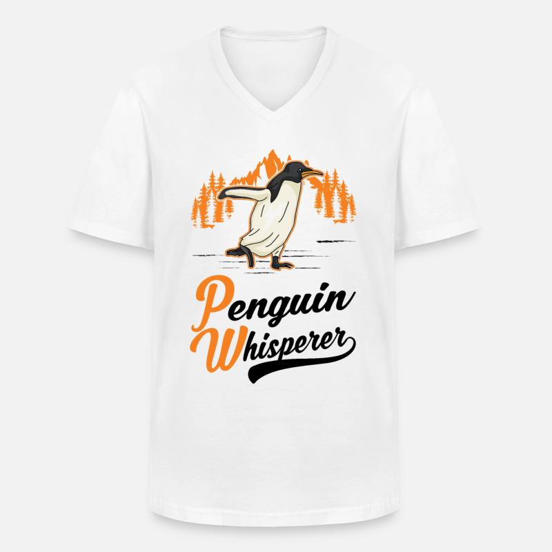 Pinguin Flüsterer Penguin - Männer-T-Shirt mit V-Ausschnitt - Weiß