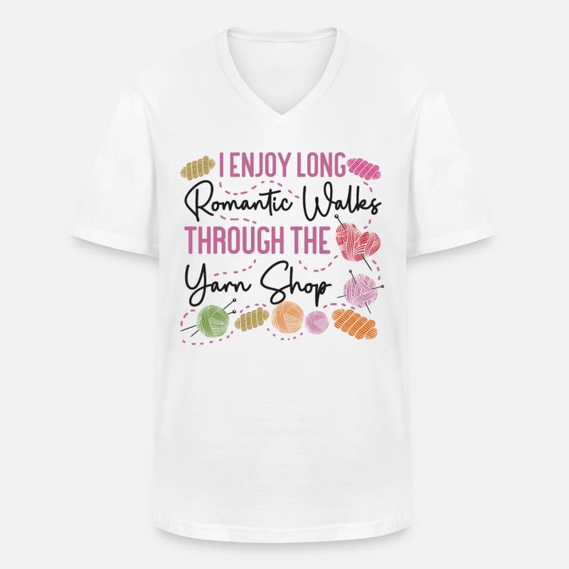 Knitting Knitter I Enjoy Long - Männer-T-Shirt mit V-Ausschnitt - Weiß