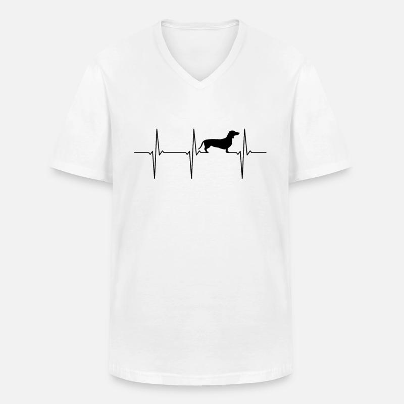 Dackel EKG - Männer-T-Shirt mit V-Ausschnitt - Weiß