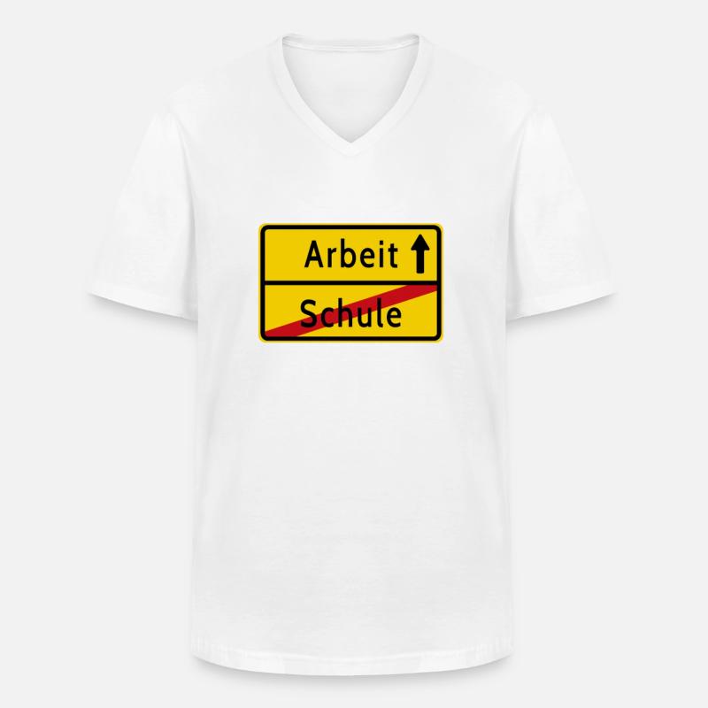 Schule Arbeit Ortsschild - Männer-T-Shirt mit V-Ausschnitt - Weiß