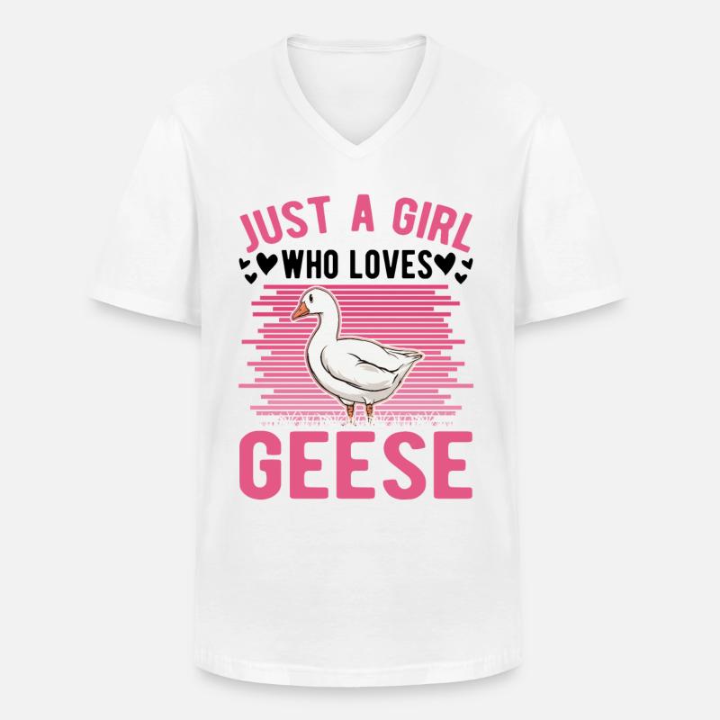 Gänse Mädchen Gänsezüchter Gans - Männer-T-Shirt mit V-Ausschnitt - Weiß