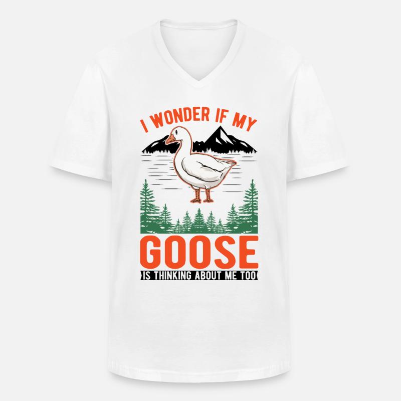 Gänse Geschenk Gänsezüchter Gans - Männer-T-Shirt mit V-Ausschnitt - Weiß
