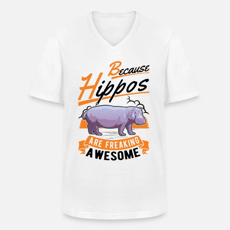 Nilpferd Geschenk Hippo Flusspferd - Männer-T-Shirt mit V-Ausschnitt - Weiß
