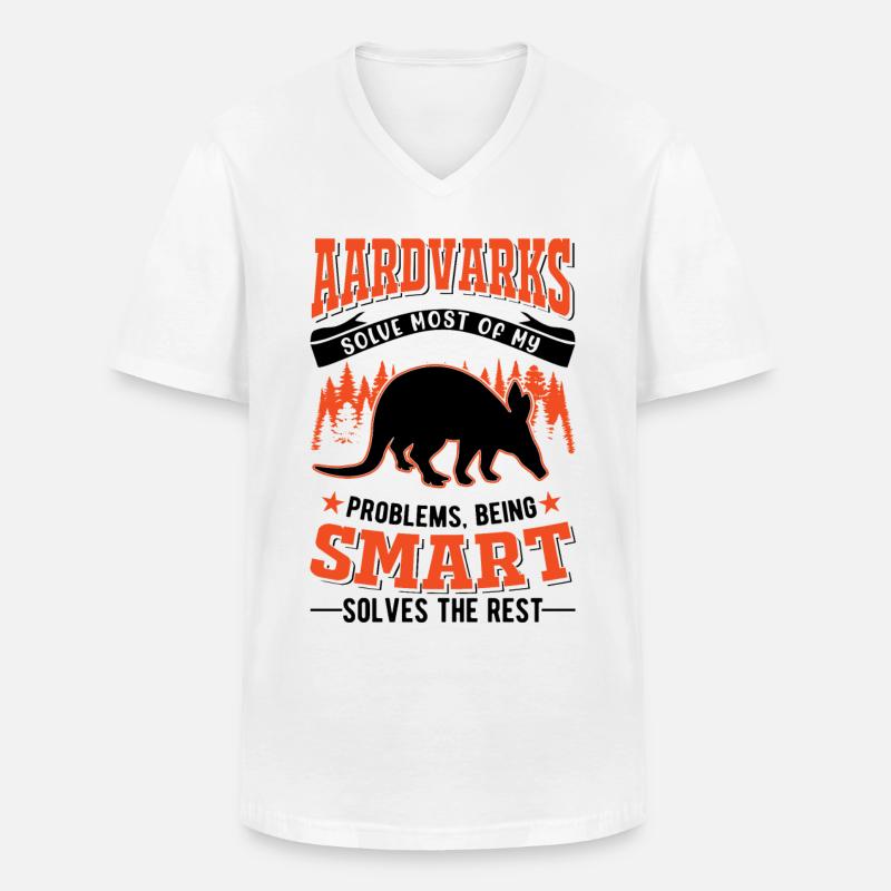 Erdferkel Geschenk Aardvark - Männer-T-Shirt mit V-Ausschnitt - Weiß