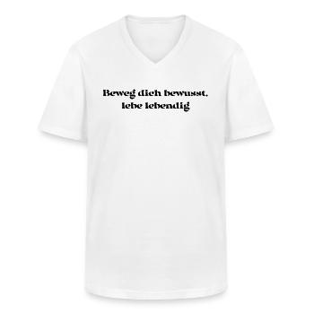 Pilates - Beweg dich bewusst, lebe lebendig - Männer-T-Shirt mit V-Ausschnitt - Weiß - Vorne - AI Model Male 185 light (185cm)