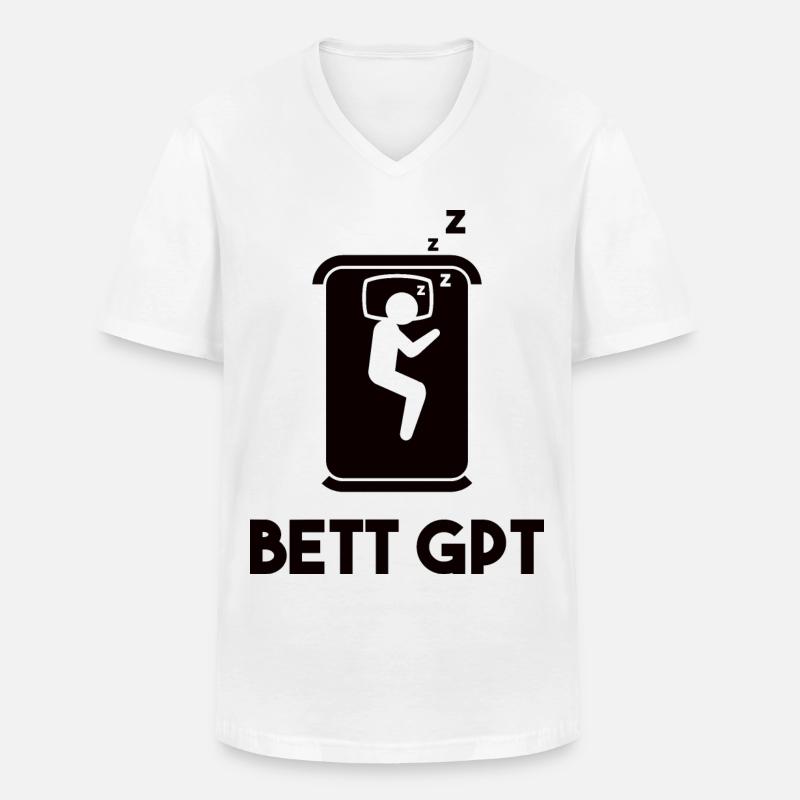 Bett GPT KI Geschenkidee - Männer-T-Shirt mit V-Ausschnitt - Weiß