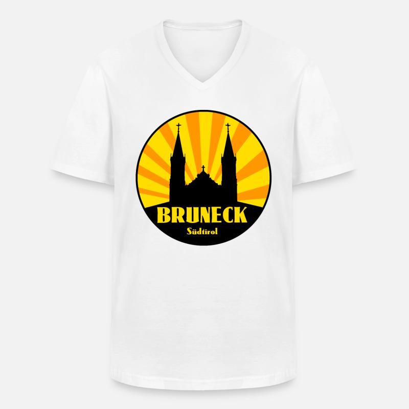 Bruneck Südtirol - Männer-T-Shirt mit V-Ausschnitt - Weiß