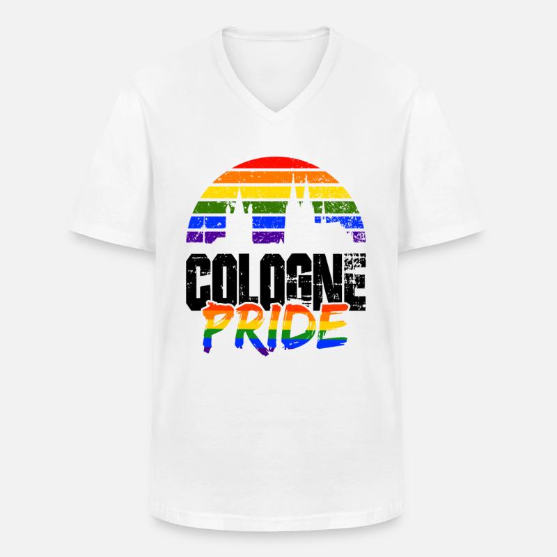 Pride Köln - Männer-T-Shirt mit V-Ausschnitt - Weiß