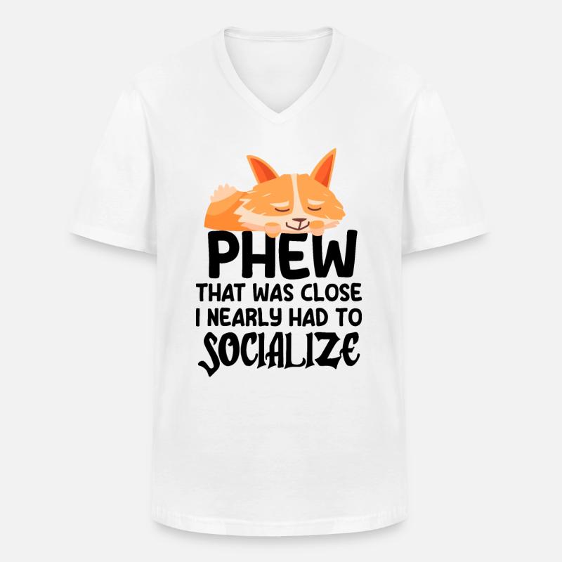 Introvertiert Schüchtern Antisozial - Männer-T-Shirt mit V-Ausschnitt - Weiß