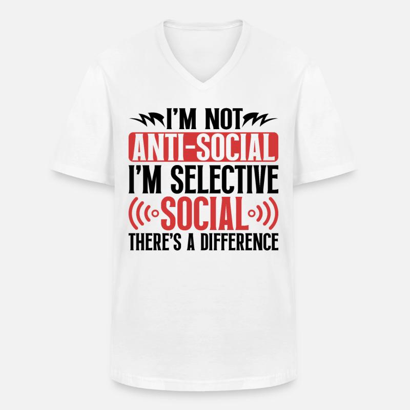 Introvertiert Schüchtern Antisozial - Männer-T-Shirt mit V-Ausschnitt - Weiß
