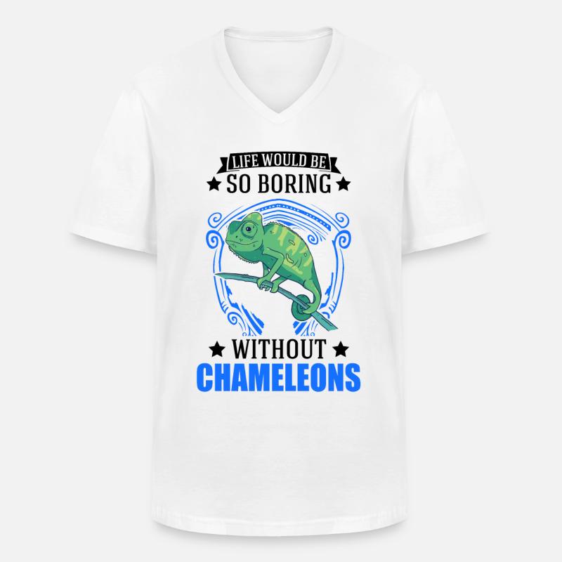 Chameleon Gift Chameleon - Men's V-Neck T-Shirt - white