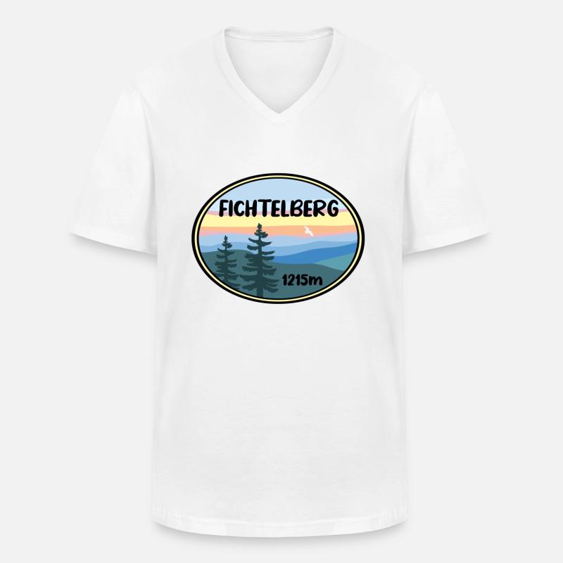 Fichtelberg - Männer-T-Shirt mit V-Ausschnitt - Weiß