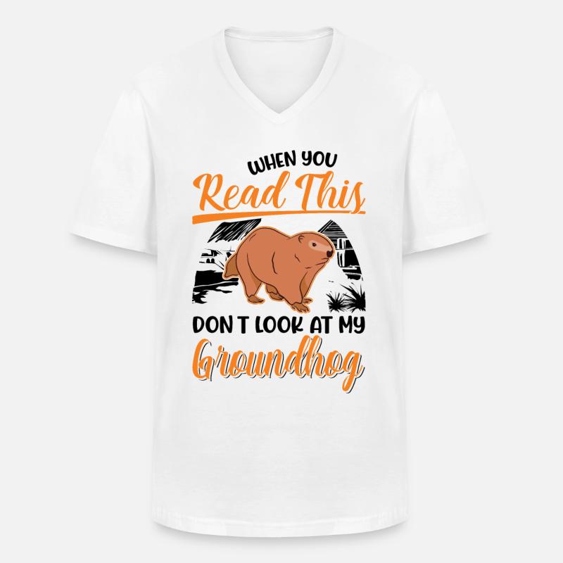 Murmeltier Groundhog Day Waldmurmeltier - Männer-T-Shirt mit V-Ausschnitt - Weiß