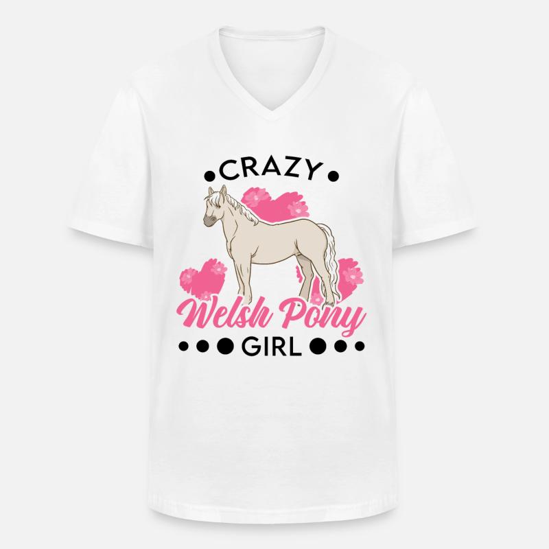 Verrücktes Welsh Pony Mädchen - Männer-T-Shirt mit V-Ausschnitt - Weiß