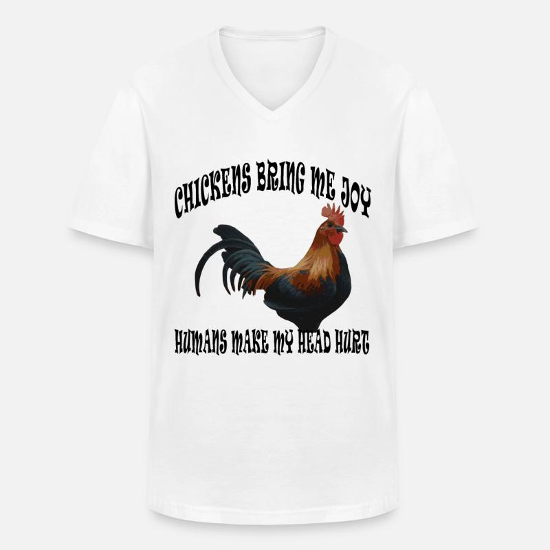 Huhn oder Hahn - Männer-T-Shirt mit V-Ausschnitt - Weiß