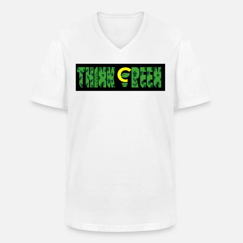 GreenScape Haven - Think Green - Männer-T-Shirt mit V-Ausschnitt - Weiß