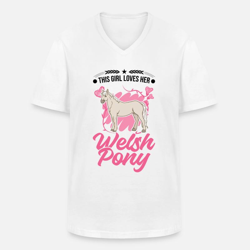 Welsh Pony Mädchen - Männer-T-Shirt mit V-Ausschnitt - Weiß