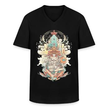 Trippy Shaman - Men's V-Neck T-Shirt - black - Front - AI Model Male 178 dark (178cm)
