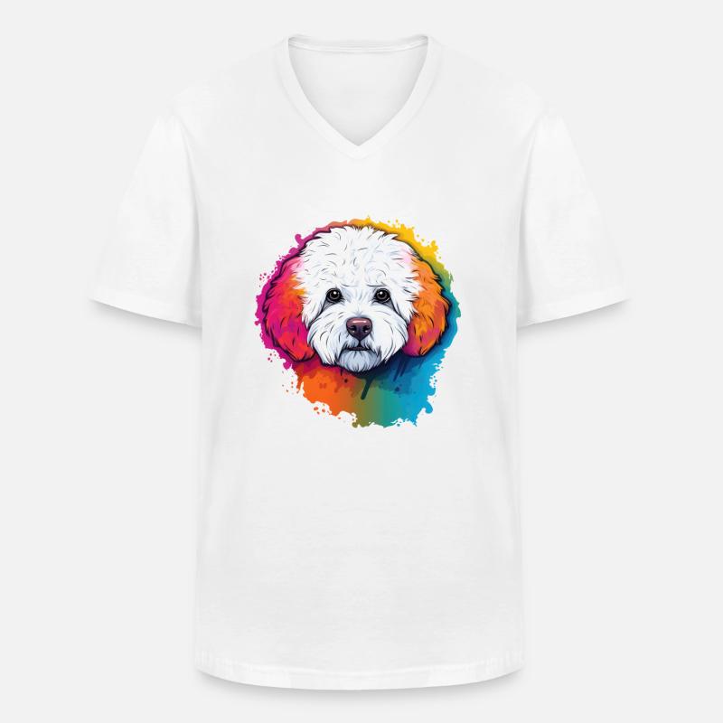 Bichon Frise - Männer-T-Shirt mit V-Ausschnitt - Weiß