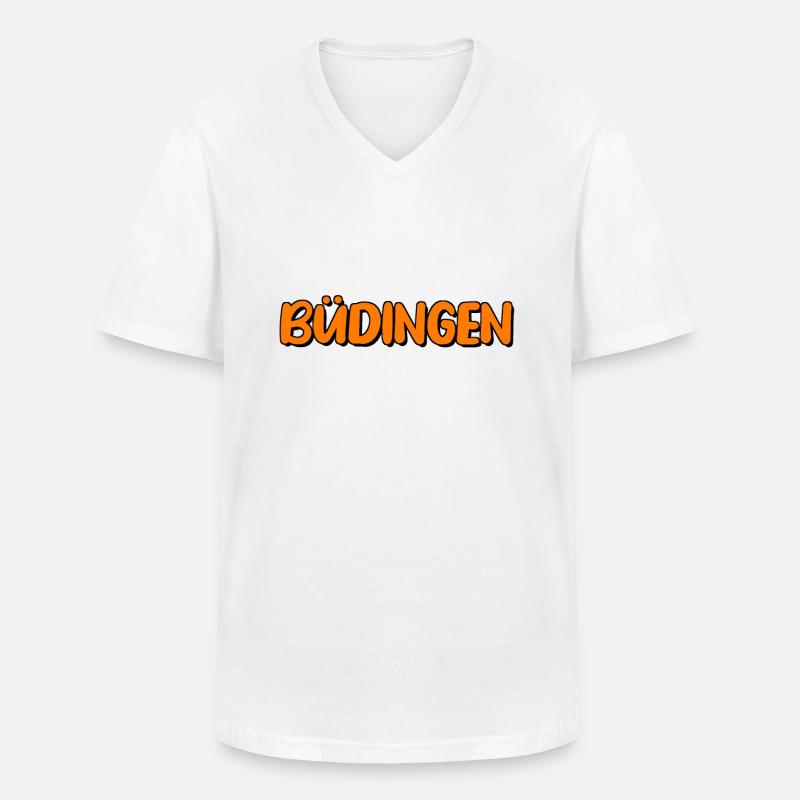 Büdingen - Männer-T-Shirt mit V-Ausschnitt - Weiß