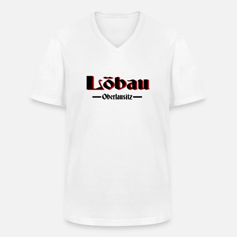 Löbau - Männer-T-Shirt mit V-Ausschnitt - Weiß