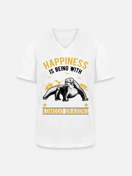 Komodowaran Glück Komododrache Waran - Männer-T-Shirt mit V-Ausschnitt - Weiß