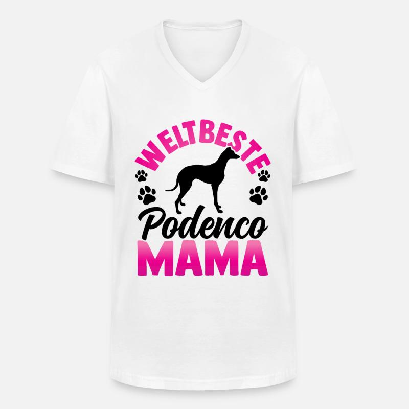 Beste Podenco Mama spanischer Windhund - Männer-T-Shirt mit V-Ausschnitt - Weiß