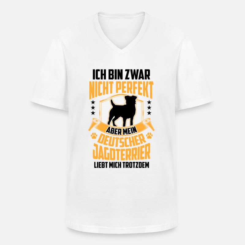 Deutscher Jagdterrier ist nicht perfekt - Männer-T-Shirt mit V-Ausschnitt - Weiß