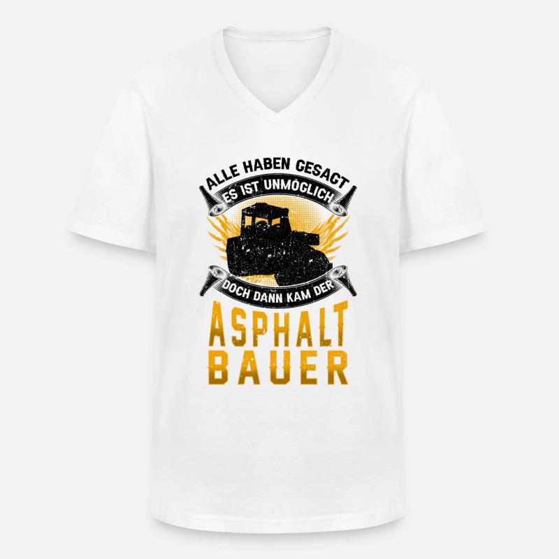 Asphaltbauer unmöglich Straßenbauer - Männer-T-Shirt mit V-Ausschnitt - Weiß