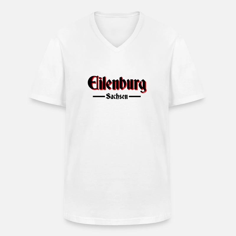 Eilenburg - Männer-T-Shirt mit V-Ausschnitt - Weiß